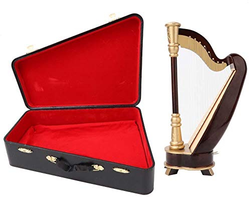 25cm Miniatur Harfe Modell, Mini Holz Harfe Instrument Modell mit Aufbewahrungsbox für Home Desk Regal Dekor Geschenkidee