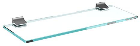 bijon Glasregal Glasablage Wandregal Glas Bad-Regal Glas Badezimmer Regal Badablage Ablageregal - 8mm Hartglas, 90 x 15 cm, Klarglas + Halterung D - Edelstahl Optik