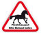 Tierisch werben Pferdetransport - Bitte Abstand halten! (30x25 cm) Schild o. Aufkleber für Pferdeanhänger in konturgeschnittener Dreiecksform Motiv: Pferd (Aufkleber)