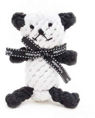 Pet London Teething & Chewing Rope Toy Animals - 100% Natural Cotton Mix Flossing & Teething Rope Characters - Panda Elephant Giraffe Flamingo Monkey Rope Animal Friend Characters (Panda)