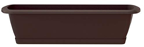 Erhard-Trading Set fioriera ALZIRA + sottovaso, 90 cm, marrone