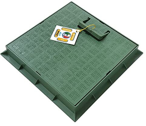 FIRST PLAST TCDPM30V Telaio con Coperchio con maniglia Pedonabile, in PVC, Verde, 300x300 mm
