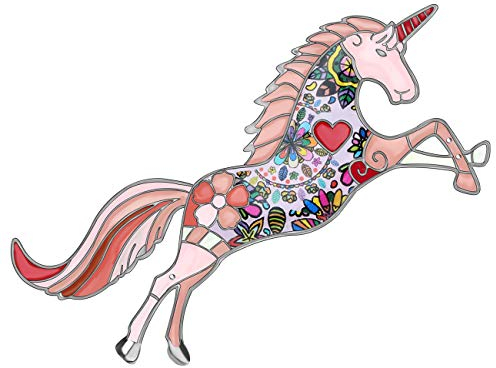 DOWAY Broche en alliage émaillé avec motif de licorne et cheval - Pour femme et fille rose