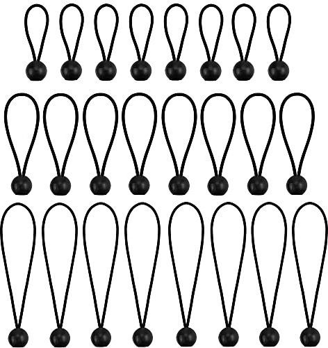 NODG 24 Stück Bungee-Bälle 3, 17,5 cm, schwarze Kugel-Spanngummis, schwere Planen-Bungee-Schnüre, wetterfeste Spanngurte, 4 mm dick – für Camping, Zelte, Ladung, Draht und Schläuche