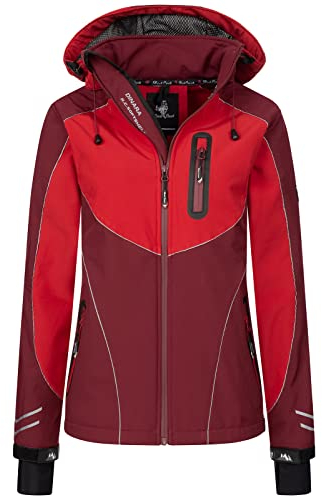 Rock Creek Damen Softshell Jacke Windbreaker Regenjacke Übergangsjacke Softshelljacke Damenjacke Regenmantel Outdoorjacke Kapuze D-464 Weinrot S