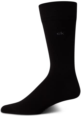 Calvin Klein Mens Dress Socks - 1 Pair Lightweight Stretch Soft Work Crew Socks for Men for Casual Business & Formal Attire, Size 7-12, Black