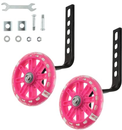 Universal Stützräder für Kinderfahrrad, Hilfsräder für Kinder, Fahrrad Stabilisator, Stützräder für 12 14 16 18 20 Zoll Fahrrad, Bike Training Räder, Kinder Sicherheitsstützräder (1 Paar, Rosa)