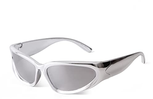 ADEWU Sportbrille Sonnenbrille Y2K Brille Unisex Schnelle Brille Punk Fahrerbrille Sunglasses UV400-Schutz Herren Damen