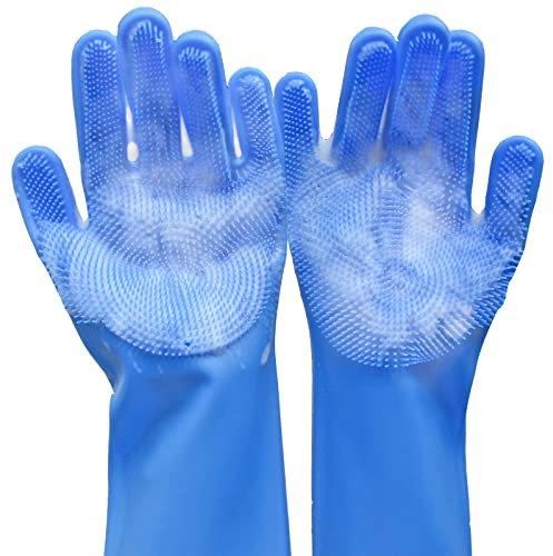 Yintoper Gants de toilettage pour chien avec dents de haute densité, en silicone résistant à la chaleur, design amélioré à cinq doigts, bain et massage pour chiens et chats