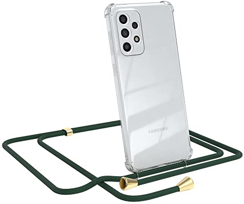 EAZY CASE Handykette kompatibel mit Galaxy A33 5G Handyhülle mit Umhängeband, Handykordel mit Schutzhülle, Silikonhülle, Hülle mit Band, Stylische Kette für Smartphones, Grün