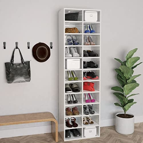Yongdu Schuhschrank, Shoe Cabinet, Schuhregal, Schuhe Schrank, Flurschrank, Schuschrankkommode, Hochglanz-Weiß 54×34×183 cm Spanplatte