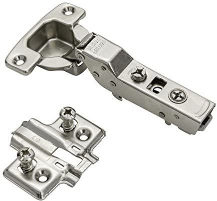 2X Clip Top Soft Close 110° Half Overlay Cabinet Hinge Mounting Plate (Black, HalfOverlay-3D-EuroScrews)