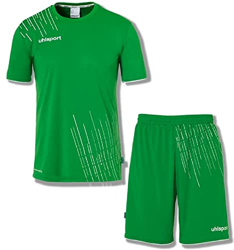 uhlsport Jungen Score 26 Fu ball Trikot Set Fu Set bestehend aus Trainings Shirt und Trainings Hose, Grün/Weiß, 128 EU
