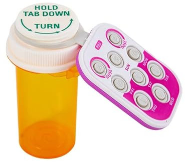 Pill Popper Medikamenten-Tracker Bio Silikon Pill Popper Medikamente Tracker Erinnerung Erwachsene/Das Kind Tägliche Pillenerinnerung Klein und Tragbar Memory Aid mit Tasten mit Flasche
