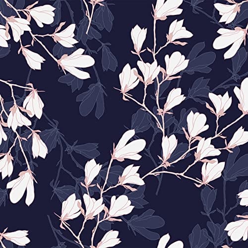 VEELIKE Papel Pintado Flores Orchid Blanco Papel Adhesivo para Muebles Flores Azul Papel Autoadhesivo Pared Floral Fotomurales Decorativos Pared Dormitorio Salon Cocina Baño Impermeable 44,5cmx300cm