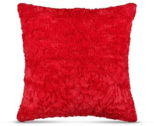 Bestlivings Flauschiges Dekokissen 60x60 mit Reißverschluss, (Rot) Kissenbezug inkl. Kissen mit Rosenmuster, Dekorative Kissenbezüge, weicher Bezug