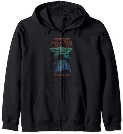 Star Wars The Mandalorian Vintage Faded Grogu The Way Poster Zip Hoodie