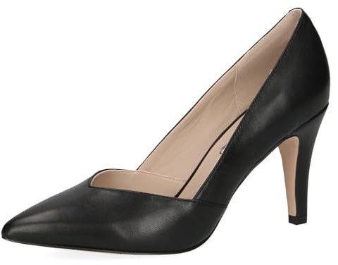 CAPRICE Damen Pumps aus Leder mit Trichterabsatz, Schwarz (Black Nappa), 41 EU