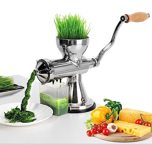 FURLOU Exprimidor Manual de Hierba de Trigo, exprimidor Especial de Jengibre de Verduras para el hogar con manivela Manual, exprimidor Manual de cítricos, fijación Doble, Mantiene el Sabor Original