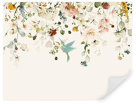 Tapeko Papier Peint Panoramique Fleurs 260x180 cm style Fleurs épanouies et Oiseaux Papier Peint intissé pour Chambre Salon Décoration Murale u59610