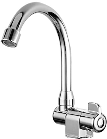 Robinet d'évier de cuisine, robinet pliable rotatif à 360 degrés, robinet de camping-car haut pour ferme, camping-car, bar, buanderie (argent)