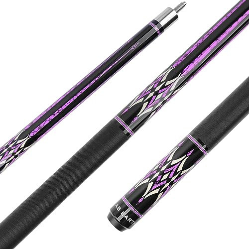 AB Earth 58 Pool Cue Stick Canadian Maple 13mm Tip Billiard Cue with Irish Linen Wrap (19oz, Purple)