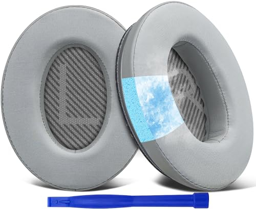 SoloWIT Cooling-Gel Ear Pads Cushions Replacement, Earpads for Bose QuietComfort 35 (QC35) and Quiet Comfort 35 II (QC35 II) Over-Ear Headphones, Noise Isolation Foam - QC35 CG Silver