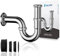 Yelcona Universal Siphon für Waschbecken & Waschtisch - Abflussgarnitur passgenau - Geruchsverschluss inkl. Gummimanschette + Röhrensiphon Ablaufgarnitur (Standard 85mm)