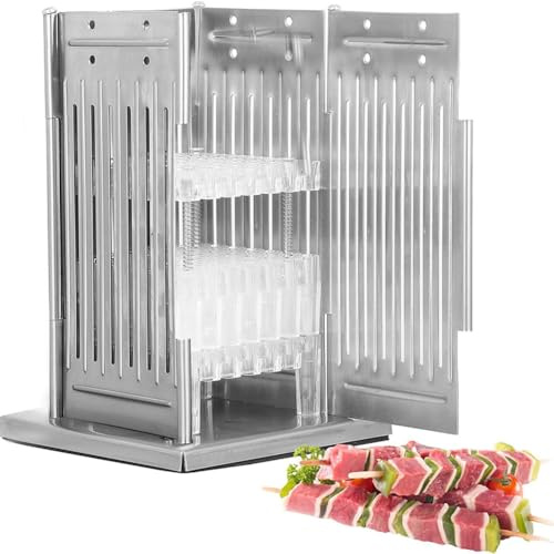 Boîte de fabrication de brochettes en acier inoxydable à 49 trous, outil de barbecue, avec 100 bâtonnets en bambou, hauteur réglable, machine à griller la viande de bœuf et de mouton, pour la cuisine