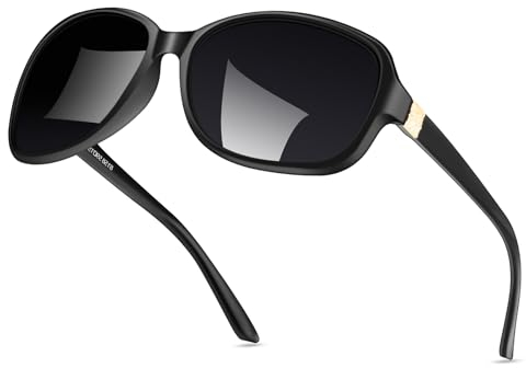 LVIOE Polarized Sunglasses Womens-Retro Oversized Shades UV Protection for Driving, Outdoor Activities