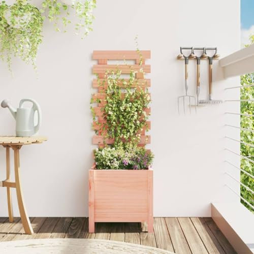 Rantry Garten-Pflanzgefäß mit Gestell 39x39,5x114 cm Massivholz Douglas Garten Pflanzgefäße Blumenkübel Pflanzkübel Pflanzgefäß Pflanzkasten Pflanzkasten Hochbeet Korb Outdoor Pflanzkasten