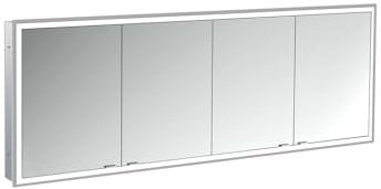 Emco Prime Facelift Lichtspiegelschrank, 1800 mm, 4 Türen, Unterputzmodell, 9497, Farbe: Aluminium/Spiegel