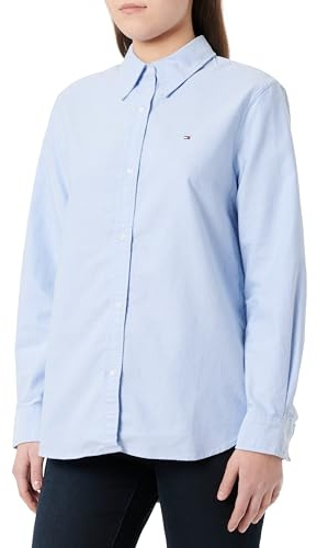 Tommy Hilfiger Damen Hemd Oxford Relaxed Fit, Blau (Mid Blue), 38
