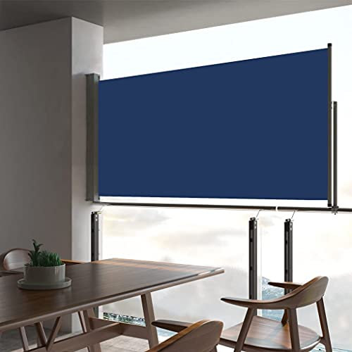 Willood Ausziehbare Seitenmarkise, Sichtschutz Windschutz Markise, Balkon Sichtschutz Seitlich, 80×300 cm Blau