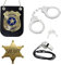 TXS Polizia Costume Accessori, 5 Pezzi Accessori per Costumi da Polizia, Manette Polizia, Distintivo, Fischietto, Spilla per Carnevale, Costume di Halloween, Costume Giochi di Ruolo, Feste di