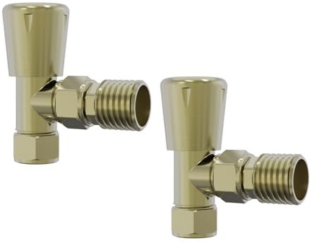 Warmehaus Angled Towel Radiator Valves Round 15mm for Towel Rail Radiator Brushed Brass