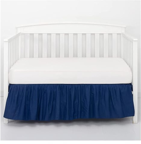 Jupe de lit Jupe de lit de Berceau Ajouter des draps Blancs - 4 côtés plissés à Volants for bébé garçons Filles Enfant en Bas âge Couvre-lit de pépinière(Dark Blue,60x120x36cm)