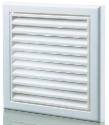 Ede Groups 155 x 155 mm Louvre Wall Vent Cover Grille 100mm Round - 4 Inch for Extractor Vent Cover, Air Vent Cover, Bathroom Extractor Fan or Dryer Ventilation (White)