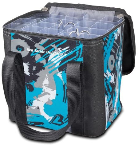 Aquantic Sea Tackle Organizer S - Tragbarer Köderaufbewahrung, 20 Pilker bis 20 cm, Gummierte Reißverschlüsse, Pilkertasche, Pilkercontainer, Angeltasche