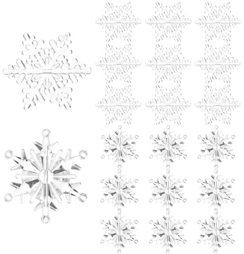 GXGM 20 Stück Weihnachtsdeko Schneeflocken Zum Anhänger,Acryl Schneeflockendeko Ornamente,Eiszapfen Hängen Dekoration Für Christbaumschmuck Fensterdeko,Winterdeko Party Snowflake