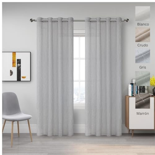 Miracle Home. Cortinas mordernas y Elegantes de 2 Piezas (Incluye una Pieza) para salón y Dormitorio con Ojales. Margarita. 145cm (Ancho) x 260cm (Alto). Blanco