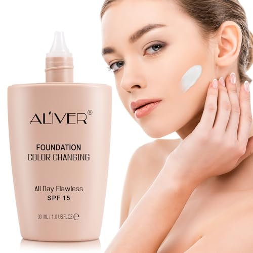 Farbverändernde Foundation,Einwandfreie Warme Haut Ton Foundation, Spf15 Full Coverage Poreless Liquid Make-Up Base,Langanhaltende Wasserdichte Feuchtigkeitspflege Mit Creme Mit Natürlichem Brightenin