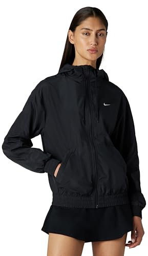 Nike Damen W NSW ESSNTL UV WVN JKT HD Jacke, Black/White, L