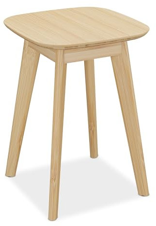 Relaxdays Esszimmerhocker aus Bambus, Sitzhocker Küche, Flur & Bad, HxBxT: 46 x 33 x 33 cm, Hocker für Pflanzen, natur