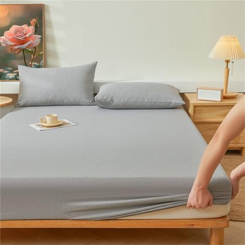 ANAZOZ Spannbettlaken für Boxspringbett 180x200cm, Bettwäsche mit Gummiband Baumwolle Einfarbig, Betttuch Waschbar
