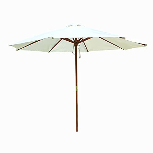 EUTYRG Weißer Sonnenschirm aus Holz für den Außenbereich mit Metallbolzen, Sonnenschutzschirm für Balkon, Esstische, Gärten, Terrassen, Terrassenbeläge, einfach