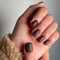 KQueenest Dark Brown Press on Nails Short Square, Short False Nails Coffin, Glossy Solid Small Coffee Fake Nails Set, Perfectly Fit, Reusable Gel Stick on Nail for Women Daily Wear 24 Pcs