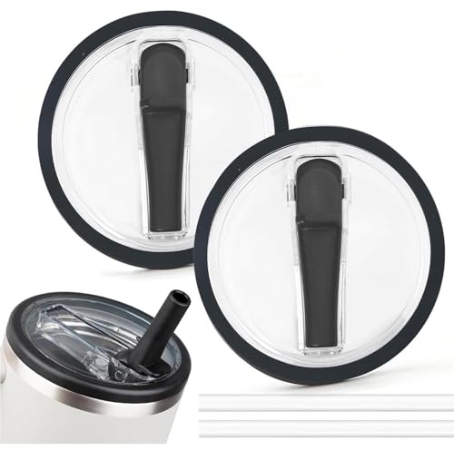 NINFEIQI 2 Pack 40oz Tumbler Flip Straw Lid Replacement, Spill Proof Splash Resistant Tumbler Lids, Tumbler Flip Straw Lid for Stanley Accessories