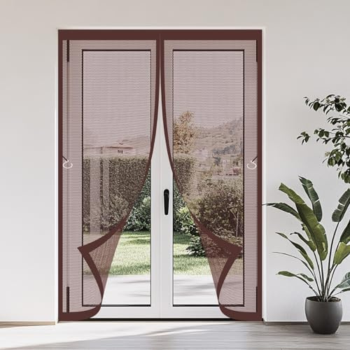 Zanzariera Magnetica 120 x 230 cm Zanzariera Magnetica per Porta Non È Necessario Praticare Fori Rete Fine Finestra, Marrone