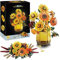 Ebortsin Sunflower Building Blocks Set for Adults, Van Go 2 in 1 Botanical Collection Sunflower Building Kits Compatible with L*** Flowers, Gifts for Mother's Day Christmas Birthday, 1328 Pieces